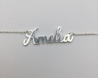 Benutzerdefinierte Halskette, personalisierte Namen Halskette, 925 Silber Halskette, Geschenk für sie, Geschenk für Mutter, Brautjungfer Geschenk Halskette, Geburtstagsgeschenke