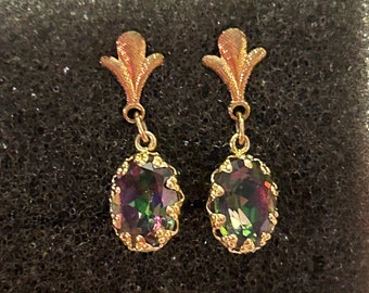 Art Deco Mystic Topaz Stud Earrings