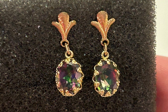 Art Deco Mystic Topaz Stud Earrings - image 1