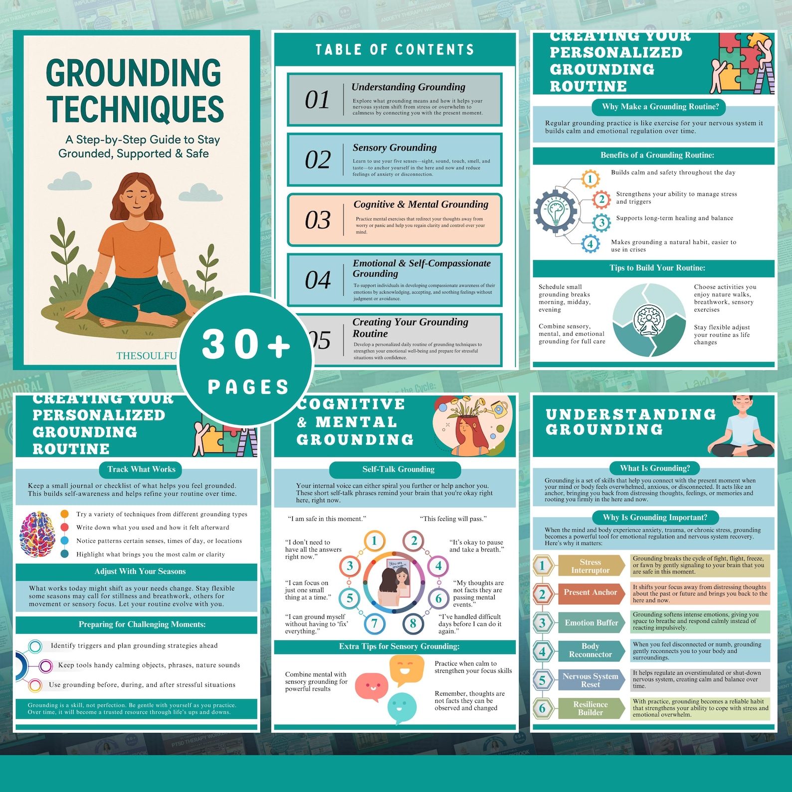 Grounding Techniques Guide, Anxiety, Trauma, Mental Health (PDF) - Etsy