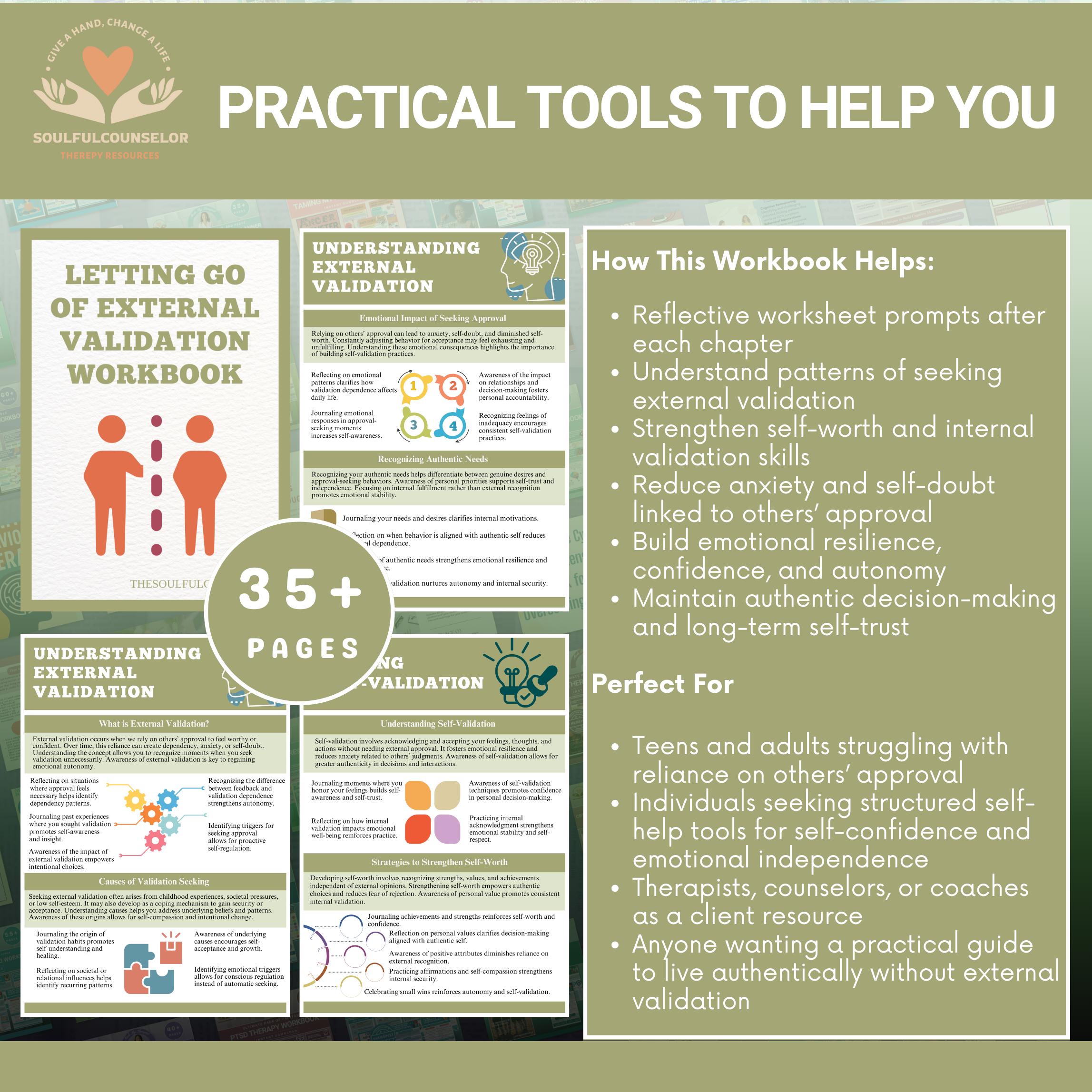 Self Validation Cards.pdf Letting Go of External Validation Workbook: Self-worth & Emotional ...