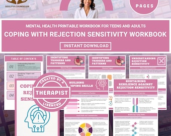 Coping with Rejection Sensitivity Workbook, Teen & Adult Self-Help Guide, Printable worksheets, Emotional Security, Heal Attachment Wounds