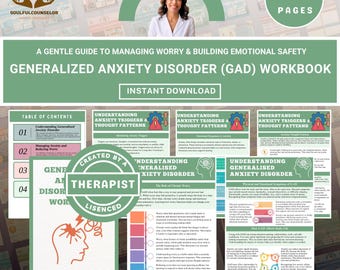 Werkboek gegeneraliseerde angststoornis | Kalmeer zorgen, verminder overmatig nadenken en creëer emotionele veiligheid | Pdf-werkbladen GAD-therapie