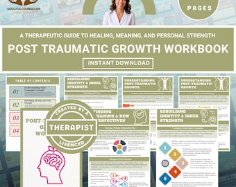 Post-Traumatic Growth Workbook, Healing After Trauma & Emotional Recovery, 45+ Page Printable Therapy Guide