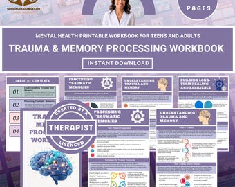 Trauma & Memory Processing Workbook, Therapeutic Self-Help Guide for Teens and Adults, Reflective Prompts