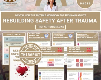 Rebuilding Safety After Trauma Workbook for Teens & Adults, Reflective Prompts, Emotional Recovery and Resilience | Printable PDF