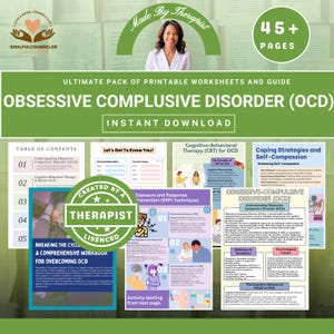 Obsessive-compulsive Disorder (OCD) Mega Bundle Workbook, Intrusive Thought, Therapy Worksheets, Exposure & Response Prevention, CBT Therapy