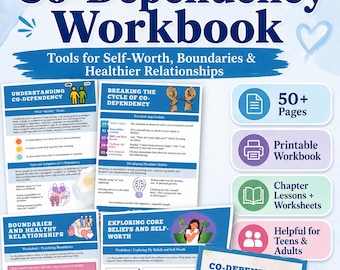 Co-Dependency Recovery Workbook, Therapy Guide for Building Healthy and Balanced Relationships, Printable PDF