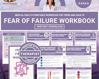 Fear of Failure Workbook for Teens & Adults, Printable Guide for Building Confidence, Overcoming Self-Doubt and Managing Anxiety