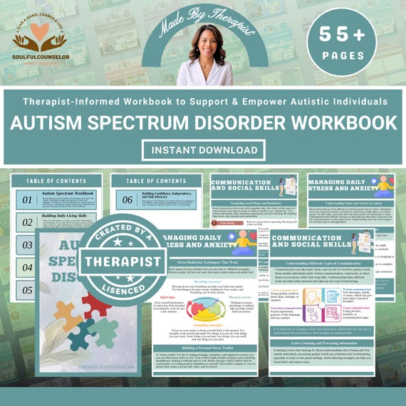 Autism Support Workbook for Teens & Adults, Daily Life, Social Skills and Self-Advocacy, Therapist-Informed worksheets, Therapy Tools