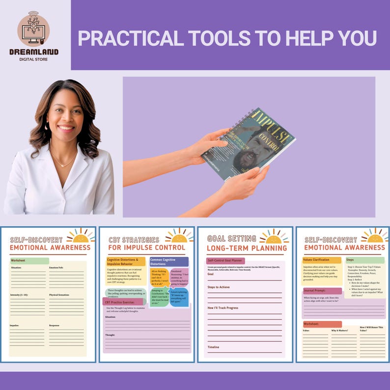 Impulse Control Workbook: CBT Therapy Guide for ADHD (PDF Downloadable ...