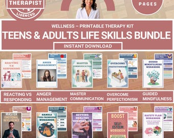 Life Skills Workbook Bundle: Teens & Adults - Emotional Intelligence, Mindfulness (PDF Download)