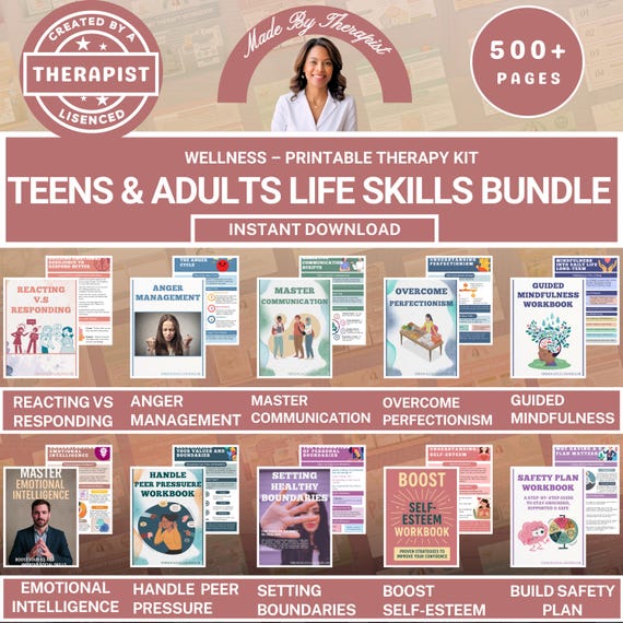 Life Skills Workbook Bundle: Teens & Adults - Emotional Intelligence, Mindfulness (PDF Download)