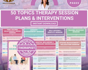 Therapy Interventions Guide, 50+ Session Plans, CBT DBT Tools (PDF)