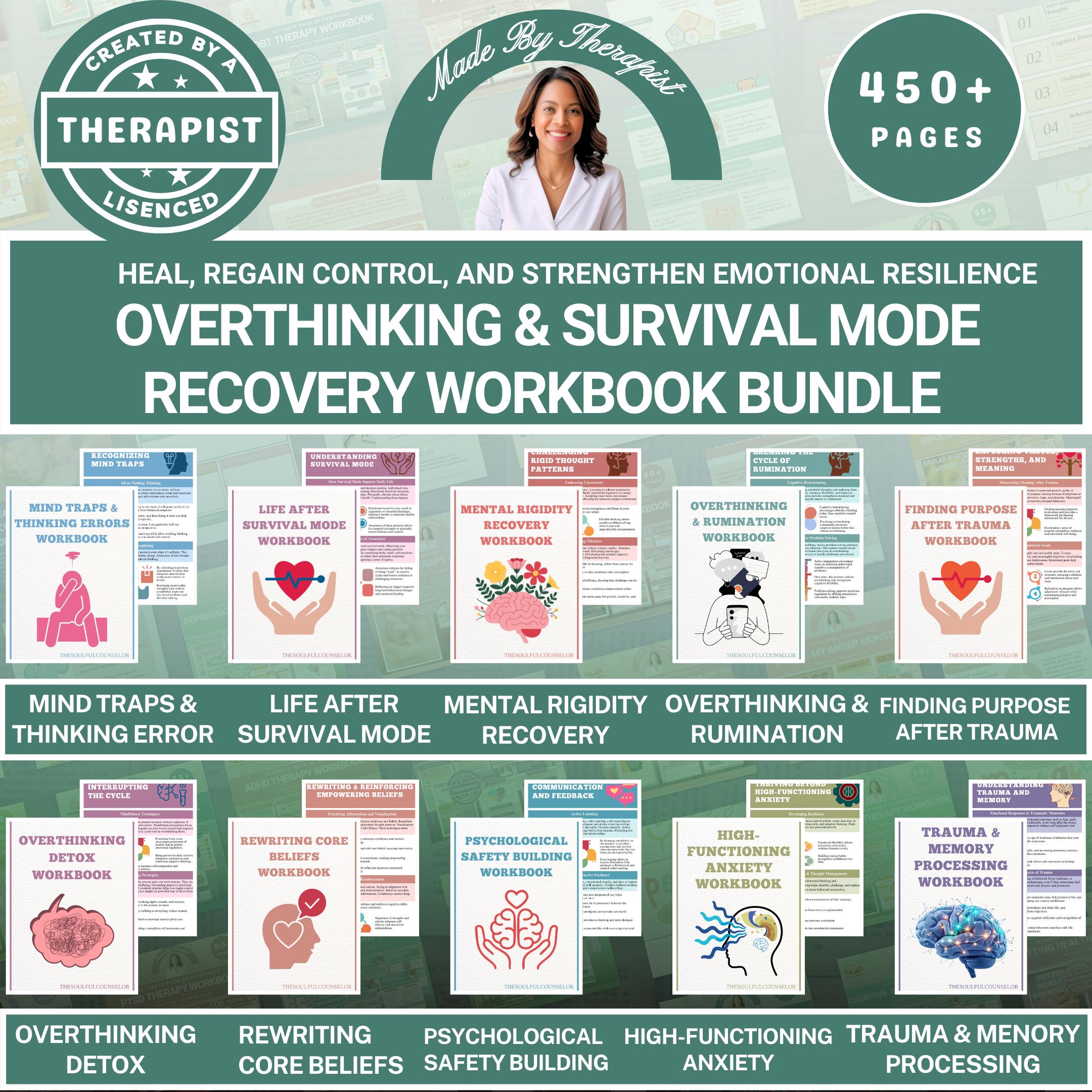 Overthinking & Trauma Recovery Workbook Bundle | Core Beliefs, Anxiety ...