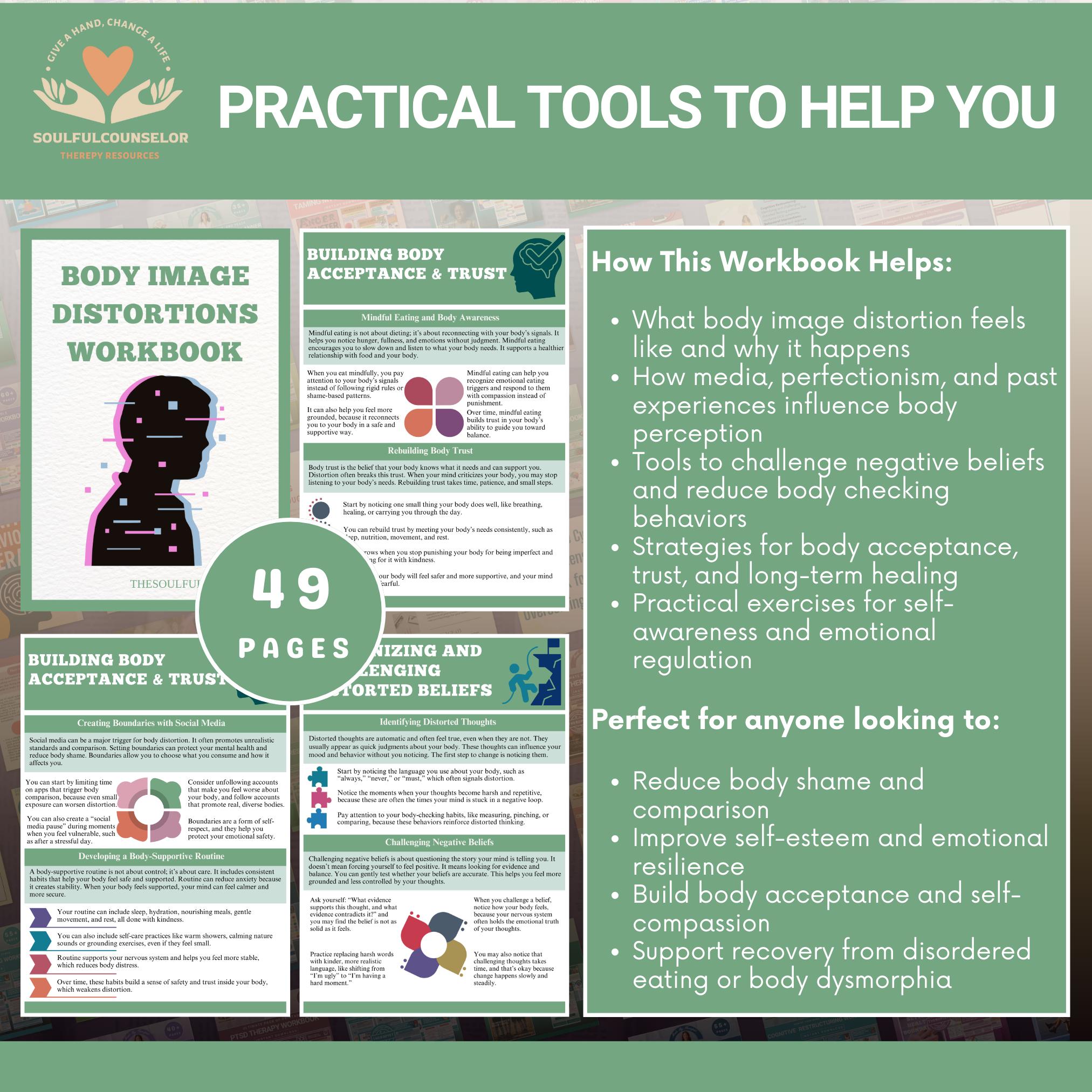 Body Image Distortions Workbook | Body Acceptance Journal | Teens ...