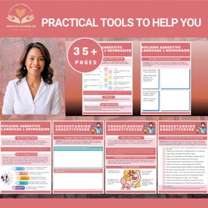 assertive communication workbook, how to be assertive printable, communication skills workbook, adult therapy worksheets, assertiveness therapy, printable communication journal, set boundaries workbook, learn to say no, speak up therapy tool, therapist resource communication, trauma informed communication, self help workbook for adults, social skills printable, printable mental health workbook, emotional expression journal
