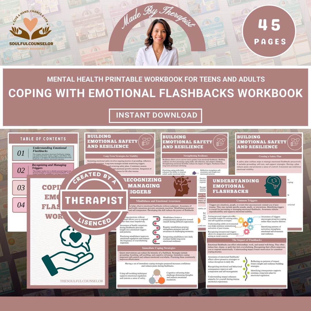 Emotional Flashbacks Workbook, Trauma Recovery, Resilience (printable ...