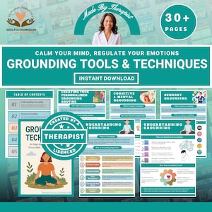 Grounding Techniques/Strategies Guide for Anxiety, Depression & Trauma, Mental Health Resource, Daily Reflection, Coping Tools Handouts PDF