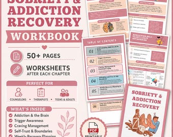 Sobriety Recovery Workbook, CBT Relapse Prevention Guide, Printable PDF Guidebook