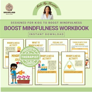 Diario de mindfulness para niños para fomentar la creatividad, Terapia infantil, Cuaderno de mindfulness, Desfusión cognitiva, Fichas de terapia