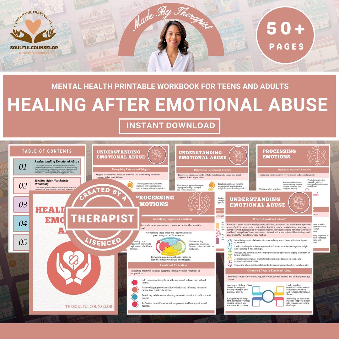 Healing After Emotional Abuse Workbook for Teens & Adults, Reflective ...