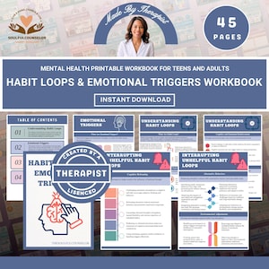 Arbetsbok om vaneloopar och emotionella triggers | Självhjälpsguide för tonåringar och vuxna | Reflekterande uppmaningar | Utskrivbar PDF