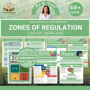 Quaderno di esercizi sulle zone di regolazione per adolescenti e adulti, regolazione emotiva, capacità di coping, strumenti per la salute mentale, PDF stampabile sull'equilibrio emotivo