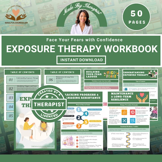 Exposure Therapy Workbook, CBT Anxiety & Phobias Coping (PDF)