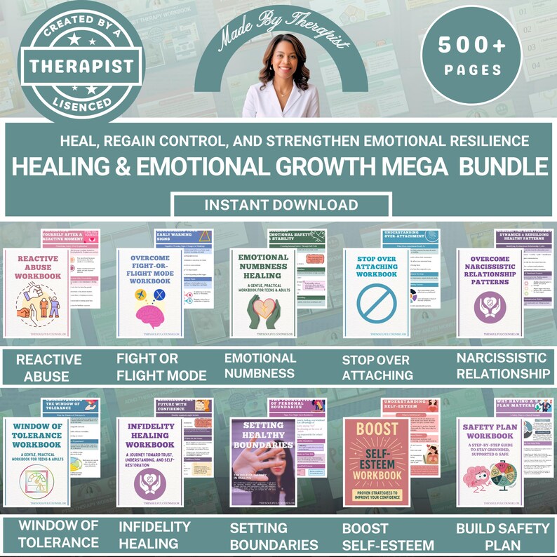 Healing & Emotional Growth Mega Workbook Bundle Boundaries ...