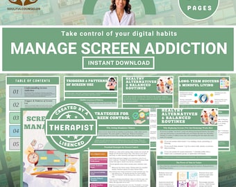 Screen Addiction Workbook: Digital Detox Guide for Teens & Adults (PDF Download