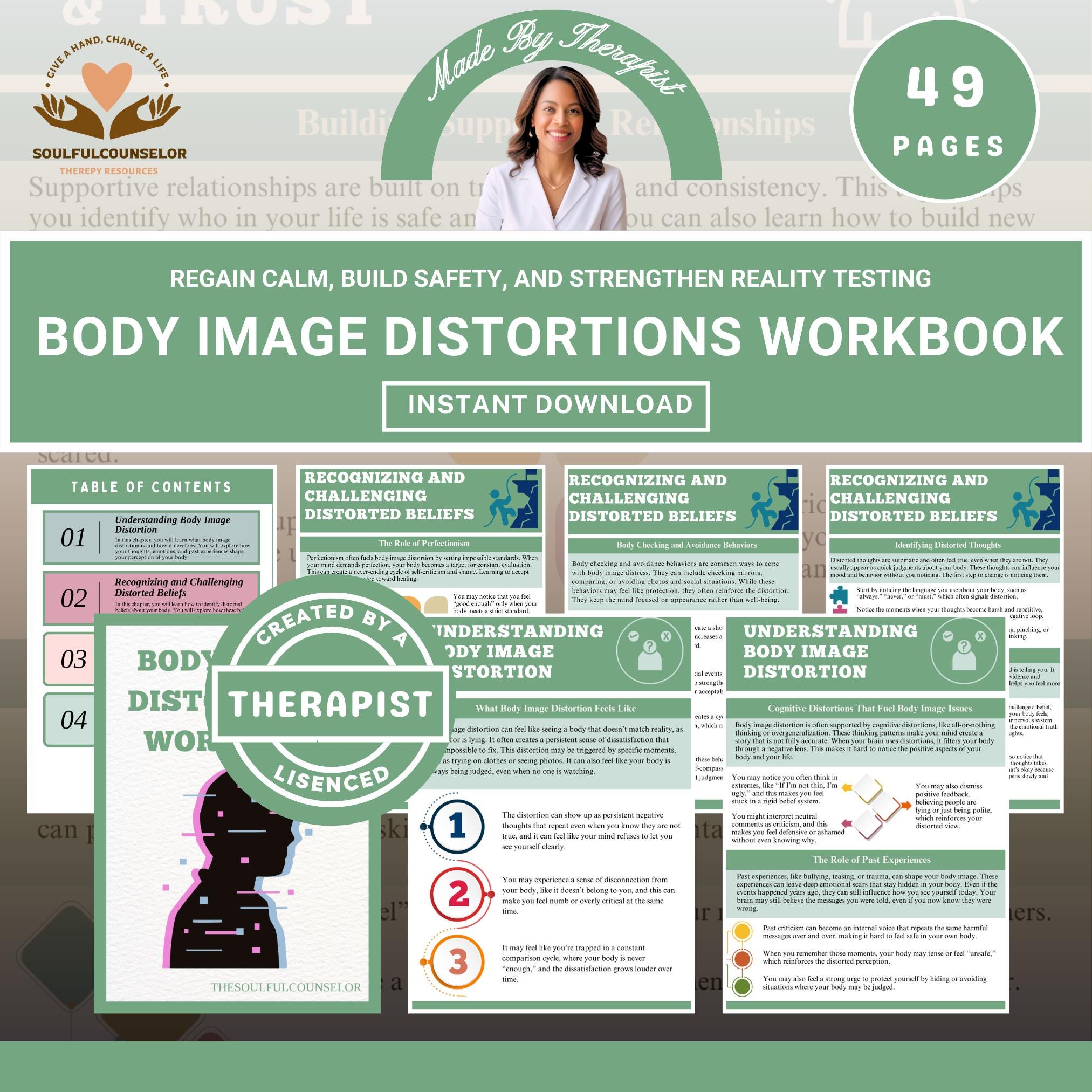Body Image Distortions Workbook | Body Acceptance Journal | Teens ...