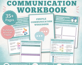Couple Communication Workbook, Relationship Skills and Healthy Communication Guide for Couples, Marriage Counseling Printable PDF