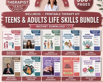 Life Skills Workbook Bundle: Teens & Adults - Emotional Intelligence, Mindfulness (PDF Download)