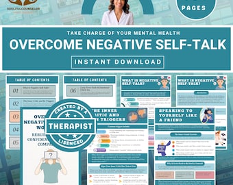 Negative Self-Talk Workbook, Therapy Journal, Emotional Intelligence (PDF Pattern)