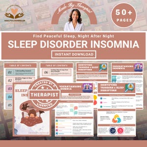 Heal Insomnia and Improve sleep quality workbook, Printable Therapy Tools for Teens & Adults, Bedtime Routine, Sleep Hygiene and Relaxation
