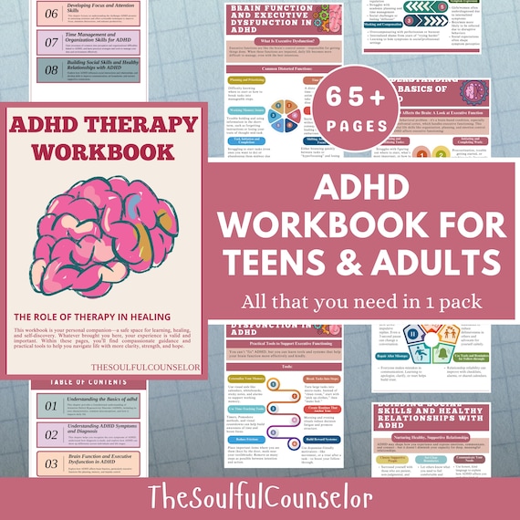 ADHD Workbook for Teens & Adults, Mental Health Guide (PDF)