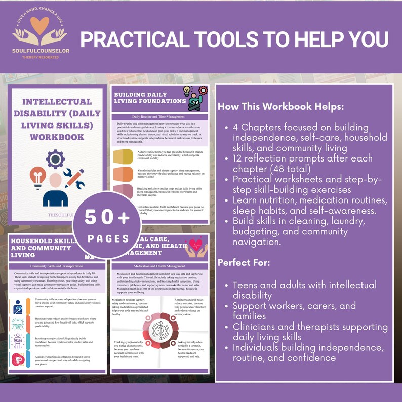 Daily Living Skills Workbook for Intellectual Disability | Printable ...