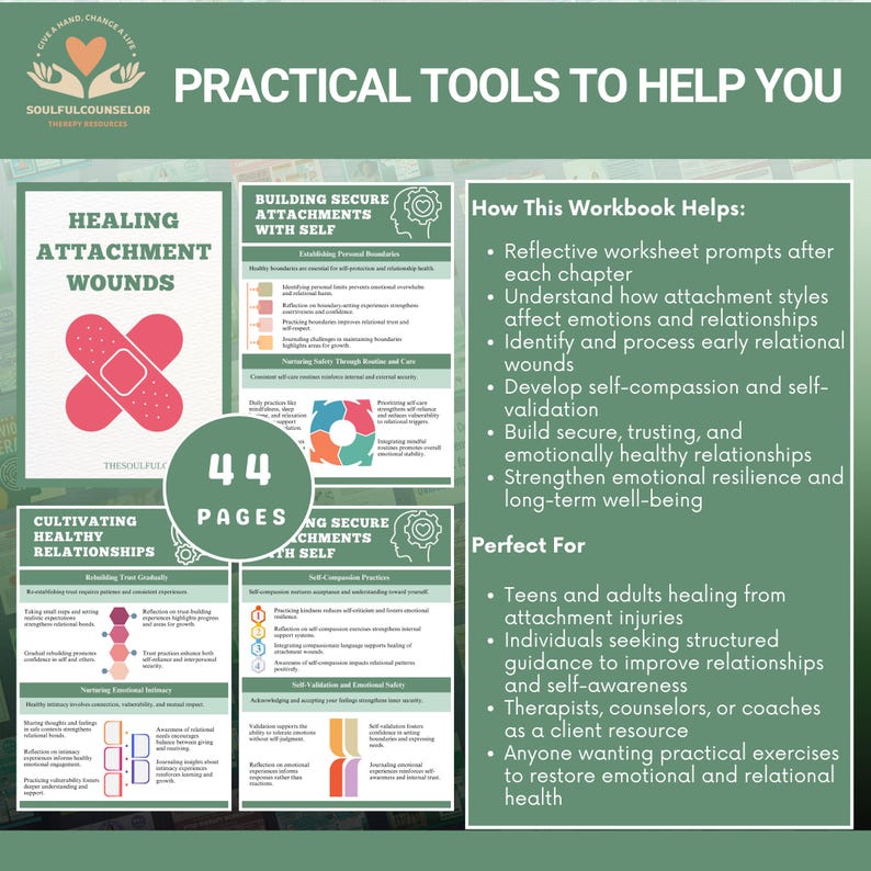 Healing Attachment Wounds Workbook for Teens & Adults, Reflective ...