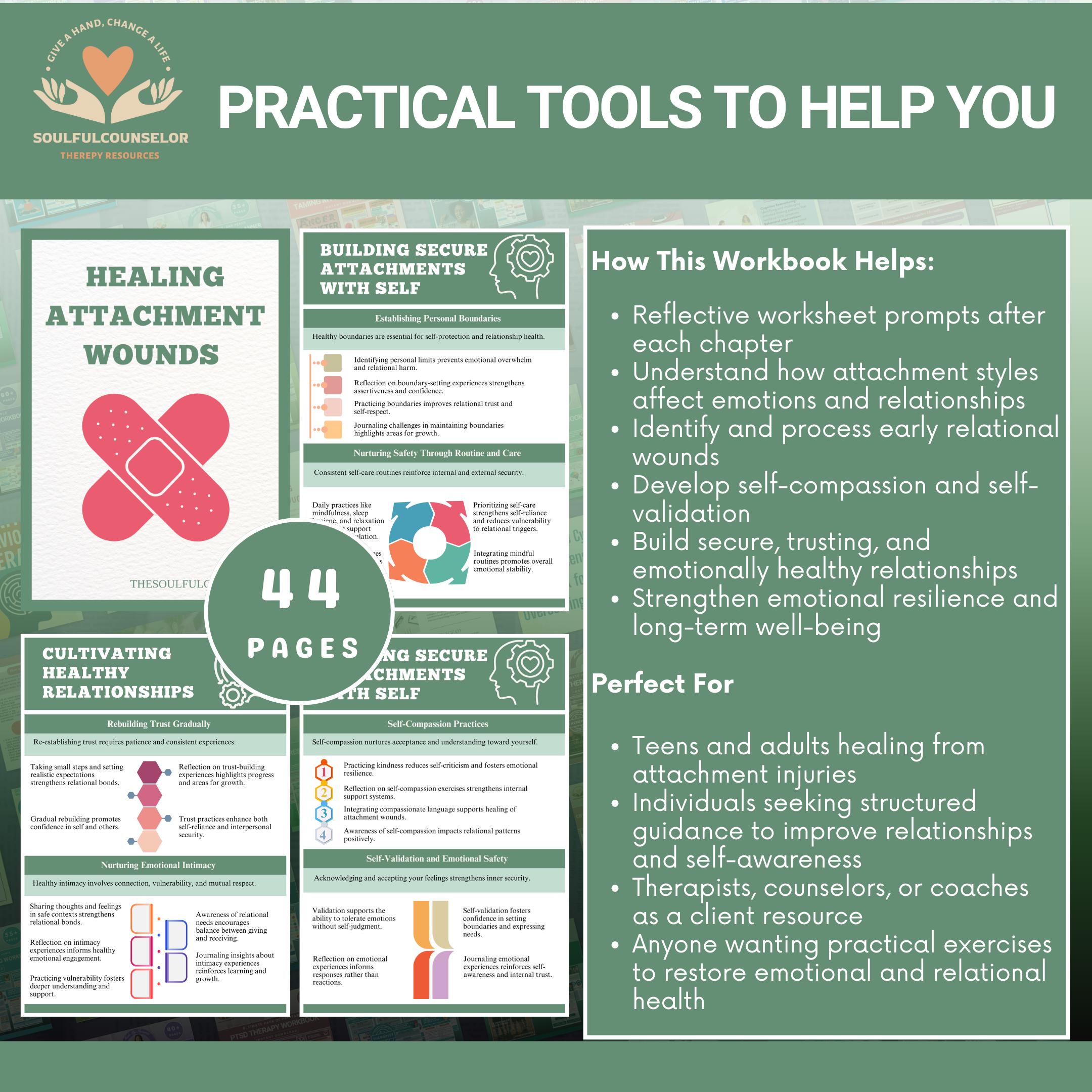 Healing Attachment Wounds Workbook for Teens & Adults, Reflective ...