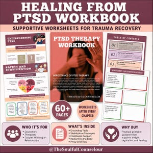 K&ouml;nnte beinhalten: Ein Arbeitsbuch zur Heilung von PTBS mit unterst&uuml;tzenden Arbeitsbl&auml;ttern zur Traumabew&auml;ltigung. Das Cover zeigt eine Person, die ihr Gesicht mit der Hand bedeckt. Enth&auml;lt ein Inhaltsverzeichnis sowie Arbeitsbl&auml;tter f&uuml;r Erdungs&uuml;bungen.
