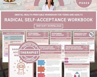 Radical Self-Acceptance Workbook for Teens & Adults, Guided Worksheets, Emotional Healing, Personal Growth