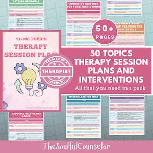Therapy Interventions Guide, 50+ Session Plans, Mental Health Techniques (PDF)