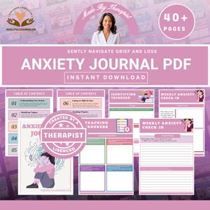 Printable Anxiety Journal for Teens & Adults, 40+ Pages Guided Mental Health Workbook, Calm Your Mind, Regulate Emotions, CBT-Based Prompts