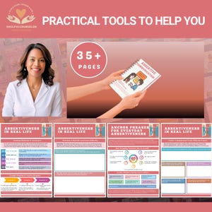 assertive communication workbook, how to be assertive printable, communication skills workbook, adult therapy worksheets, assertiveness therapy, printable communication journal, set boundaries workbook, learn to say no, speak up therapy tool, therapist resource communication, trauma informed communication, self help workbook for adults, social skills printable, printable mental health workbook, emotional expression journal