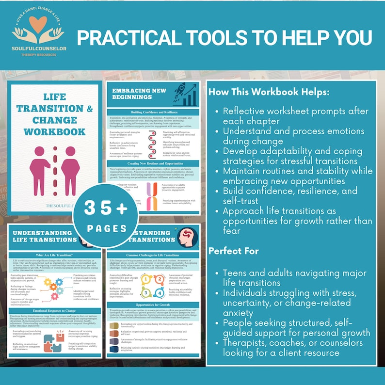 Life Transition and Change Workbook for Teens & Adults, Life Skills ...
