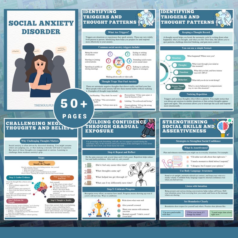 social anxiety workbook, printable anxiety workbook, CBT workbook for anxiety, anxiety worksheets for teens, digital mental health workbook, therapist workbook social anxiety, coping with social anxiety, anxiety therapy resources, anxiety exposure planner, self help workbook, confidence building workbook, social skills therapy, anxiety disorder help, anxiety support PDF, emotional regulation worksheets