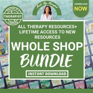 Whole Shop Therapy Mega Bundle, Complete Shop Bundle, Anxiety, depression, trauma, PTSD, CBT, family, self-worth, self-esteem, Therapy Tools