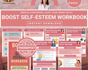 Self-Esteem Workbook for Teens and Adults: Inner Critic, Boundaries, Confidence (PDF Download)