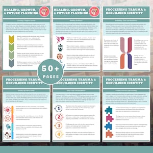 “Complex PTSD workbook cover with calming design and therapeutic theme.”

“Workbook pages showing trauma recovery exercises and reflection prompts.”

“Emotion regulation worksheets for complex trauma healing.”

“Grounding and self-compassion activities in a trauma recovery workbook.”